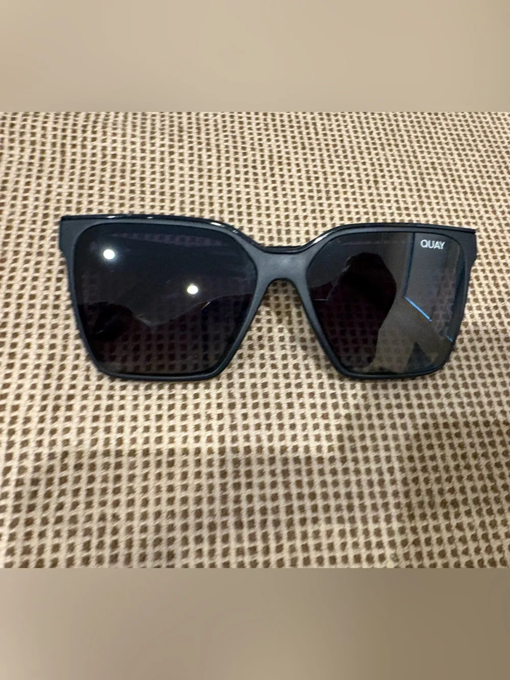 Quay Australia Black Oversized Level Up Polarized Square Sunglasses